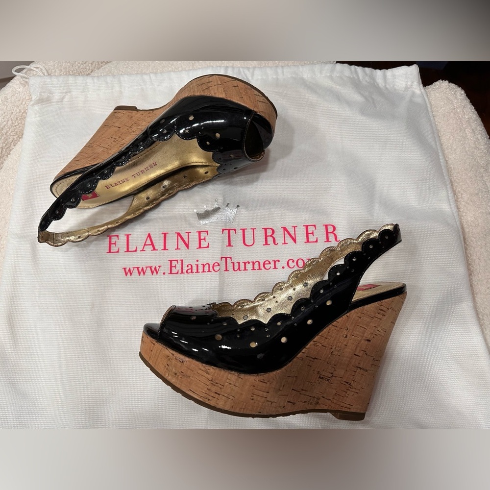 Elaine Turner Patent Leather and Cork Naomi Sandals - Picture 2 of 6